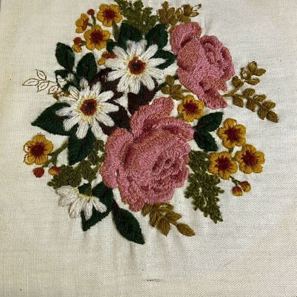 Handmade Crafts Needlepoint Embroidery Floral Upholstery Pillow 11"x14" - Picture 2 of 8